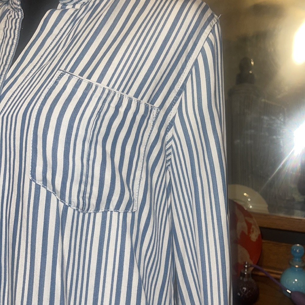 Navy/white stripe shirt dress size S - Picture 2 of 5